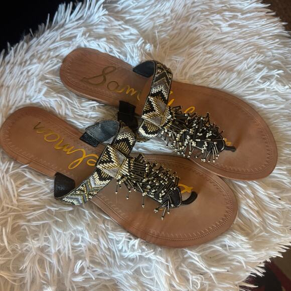 Womens Sam Edelman Tribal Beaded Sandals  Boho Chic 10 - Picture 2 of 6